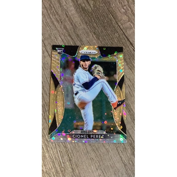Cionel Perez MLB Houston Astros 2019 Panini Prizm 185 Neon Orange Donut Circles Prizm /150 numbered trading card