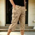 thumbnail image 1 of Ciovxyn Men's Casual Cargo Capri Pants with Multi-Pocket and Elastic Waist - Khaki XXL, 1 of 6