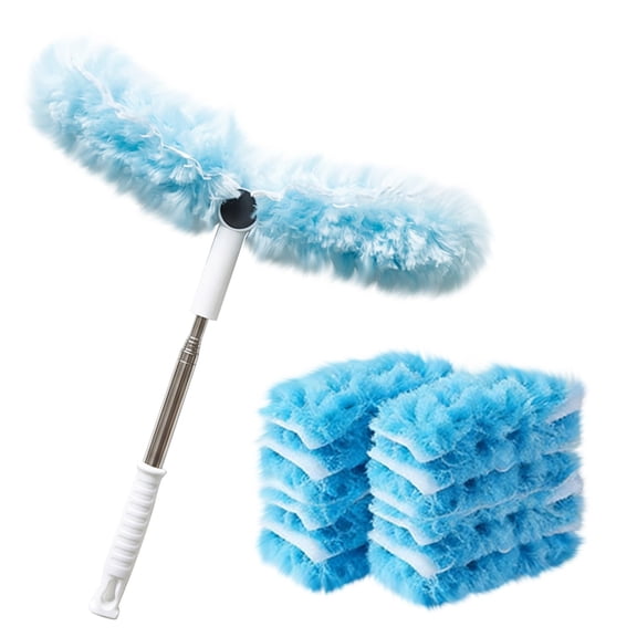Ciozy Duster with Extension Pole, Bendable Flexible Microfiber Dust Remover, Dual-head Long Reach Ceiling Fan Cleaner, For Air Conditioner Vents Light Fixtures Lamps - Must-have