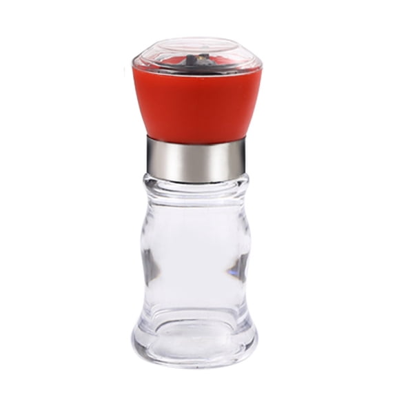 Ciozy Manual Pepper Grinder Red, Refillable Salt & Pepper Mill with Glass Bottom, Adjustable Coarseness Ceramic Rotor Spice Grinder Kitchen Dining BBQ, 4.72" x 1.97"