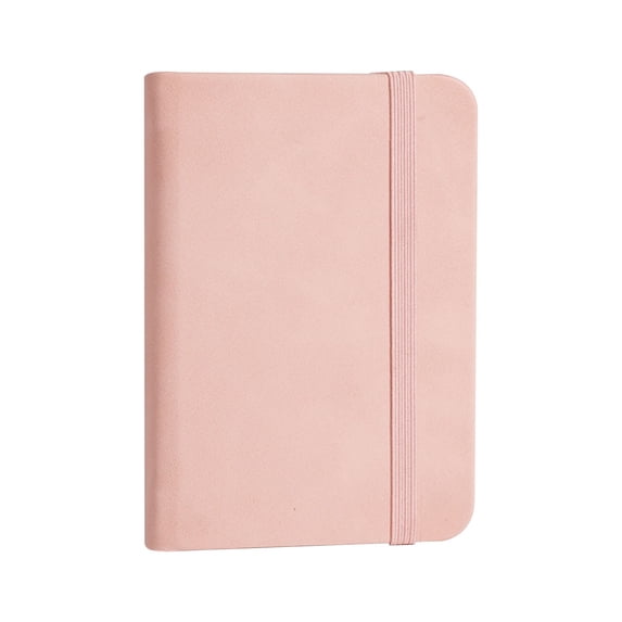 Ciozy New Pocket Notebook Notepad,3.5" x 5.5" Ruled PU Leather Hardcover Small notepads Mini Journal Dairy with 120Gsm Thick Paper, Pen Holder,Inner Pocket,Elastic Closure (Light Pink)