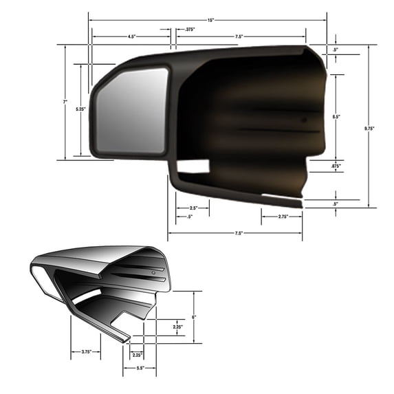 Cipa 11552 Ford Custom Passenger Side Towing Mirror Fits select: 2015 FORD F150, 2019 FORD F150 SUPERCREW