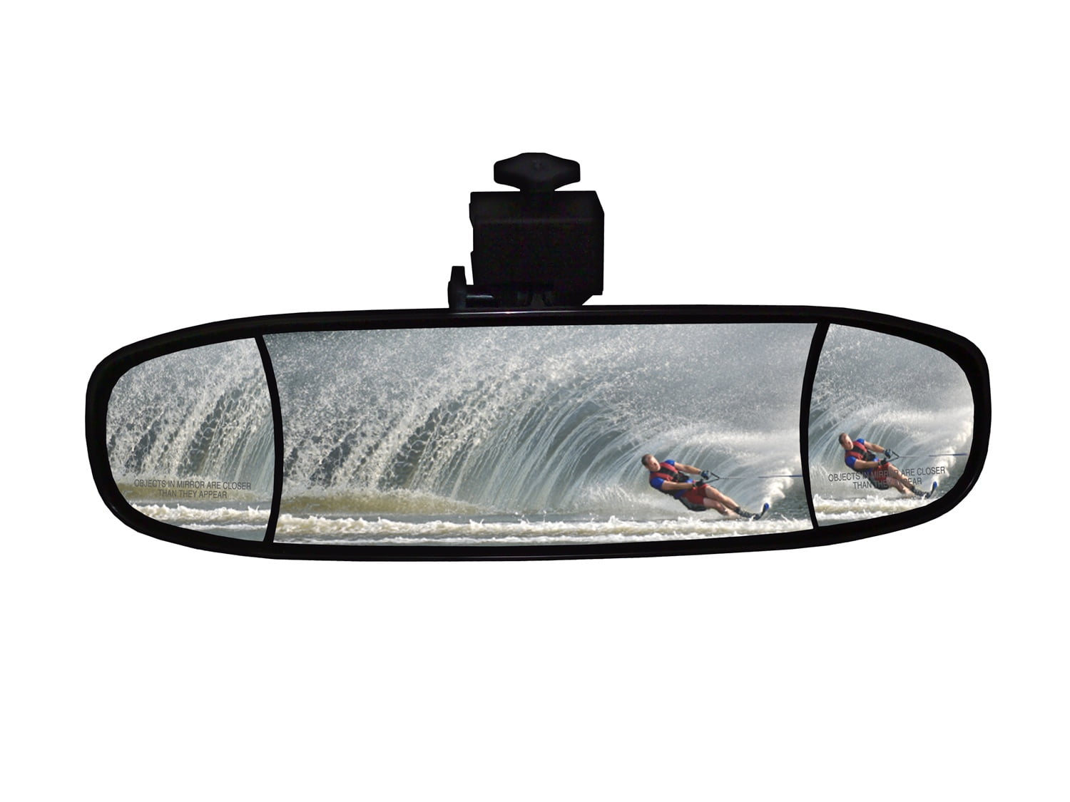 Black Multi-Lens Marine Rearview Mirror with Adjustable Bracket