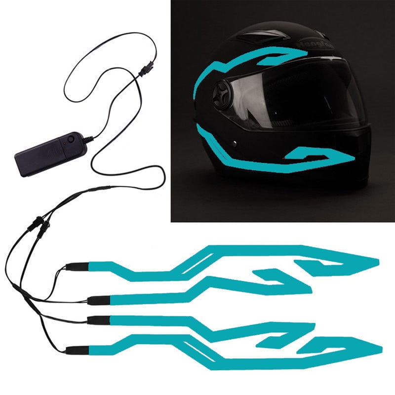 Cipaher LED Motorcycle Helmet Light Strip High Visibility Safety Decoration Battery Powered (Ice Blue)