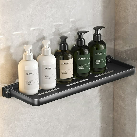 Cipaher Shower Caddy Folding Metal Shelf for Bathroom Wall Mounted 90° Fold Up Waterproof Holder Shelf