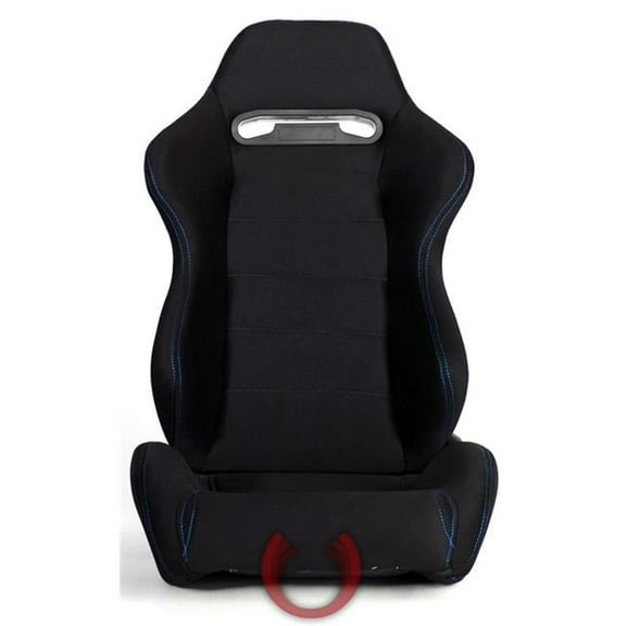 Cipher Auto Black Cloth with Outer Blue Stitching Universal Racing Seats - Black