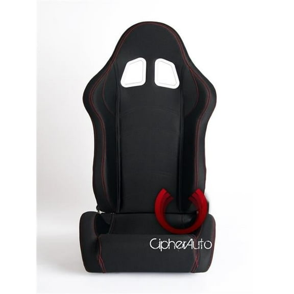 Cipher Auto CPA1016FBK-R Black Cloth with Outer Red Stitching Racing Seats