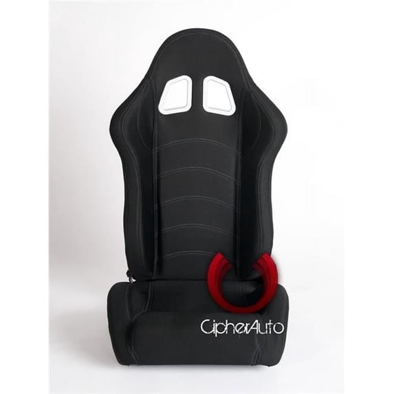 Cipher Auto CPA1016FBK-W Black Cloth with Outer White Stitching Racing Seats