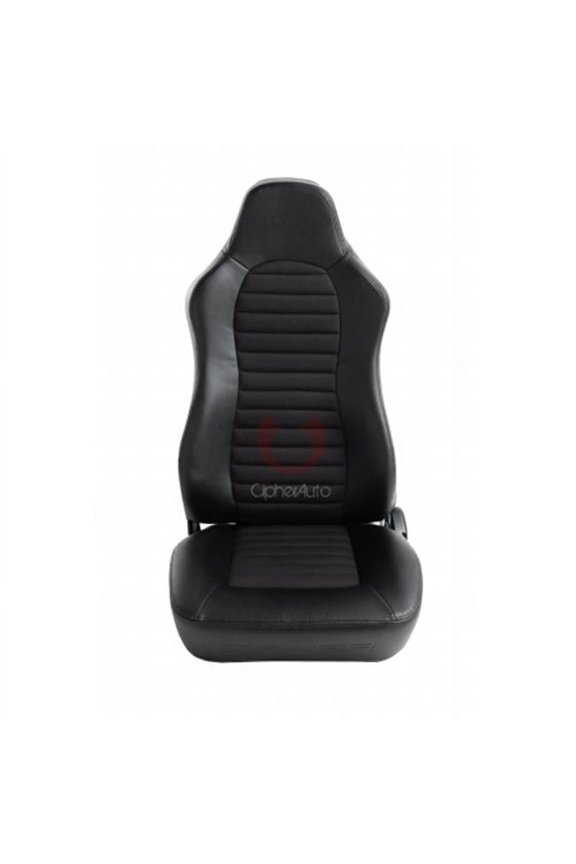 CPA3001 Black Leatherette with Fabric Insert Cipher Auto Universal Jeep Seats - Pair, Black