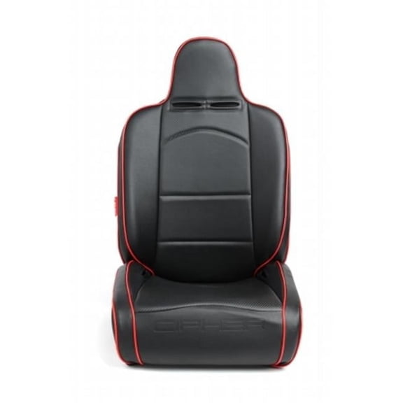 Cipher Auto CPA3002PBK-R CPA3002 Black Leatherette Carbon Fiber Polyurethane with Red Piping Universal Reclineable Suspension & Jeep Seats, Black