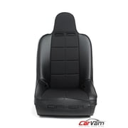 Cipher Auto CPA3004FBK-SINGLE Black Leatherette with Fabric Insert Fixed Back Universal Suspension Seat - Black