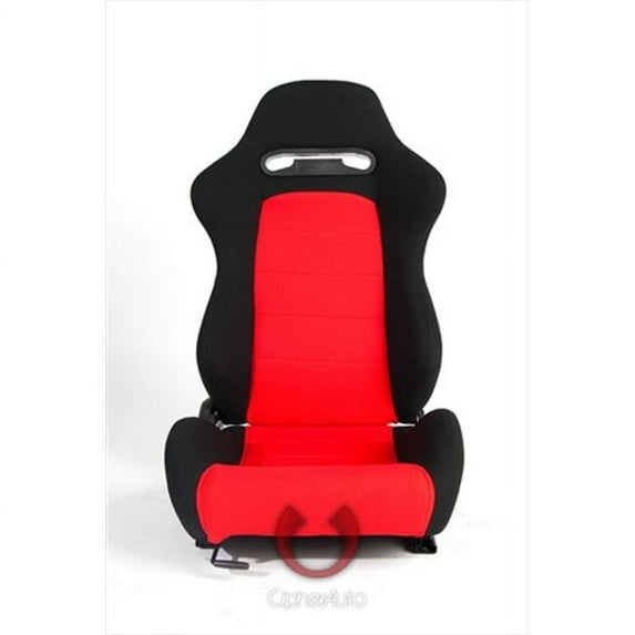 Cipher CPA1013 Black and Red Cloth Universal Racing Seats, Sold as a Pair