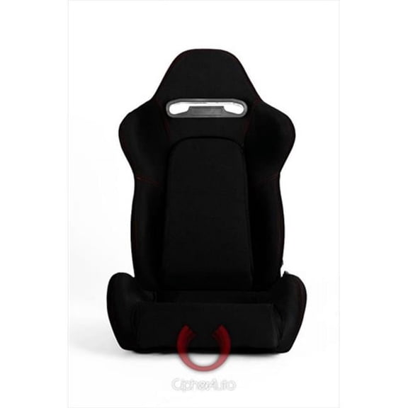 Cipher CPA1019 Black Cloth Universal Racing Seats- Sold as a Pair - Red Stitching
