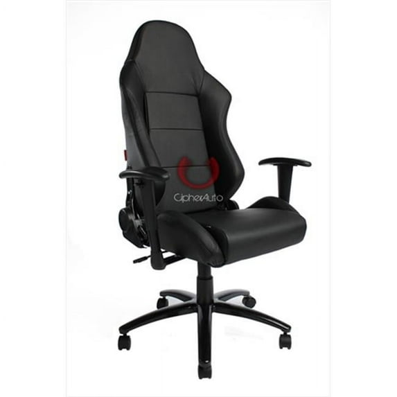 Cipher CPA5001 Series All Black PU Leather Office Racing Seats - Black