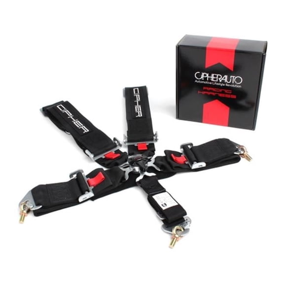 Cipher Racing Black 5 Point Quick Release Racing Harness, Black