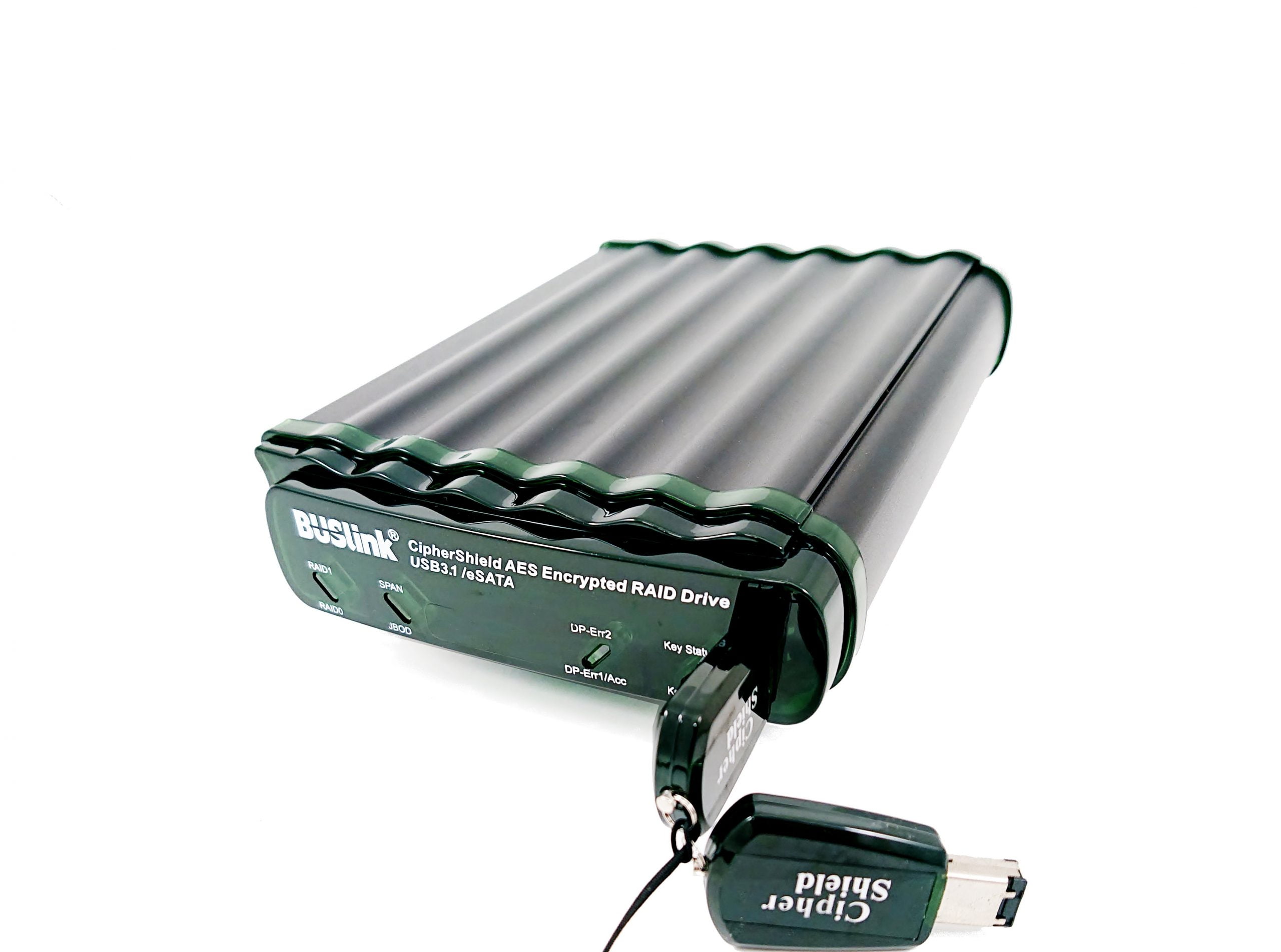 CipherShield 256-bit AES USB-A 3.2 Gen 2/eSATA FIPS 140-2 Level 2 HIPAA Hardware Encrypted External Desktop Hard Drive (2TB)