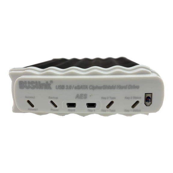 CipherShield 2FA Colateral Dual Keys CSX-30TSU3KKC 30TB External Hard Drive  512-bit AES Hardware Encryption, USB 3.2 Gen 1 & eSATA, FIPS 140-2, HIPAA, FERPA, TAA-Compliant, Windows/Mac Compatible