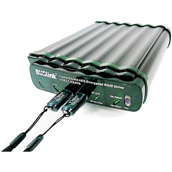 CipherShield Dual Keys FIPS 140-2 Level 2 HIPAA 256-bit AES USB 3.1 Gen 2/eSATA RAID 0 Hardware Encrypted External Desktop SSD Drive (4TB)