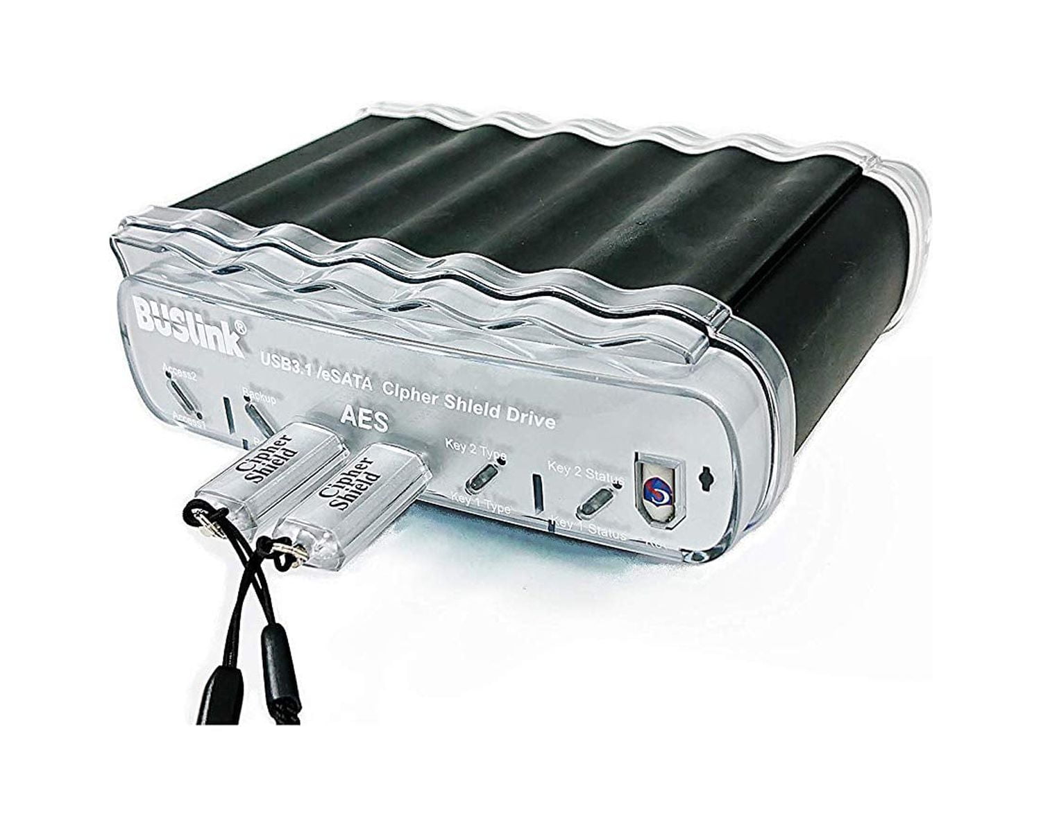 CipherShield USB-Powered USB 3.1 Gen 2/eSATA FIPS 140-2 Level 2 HIPAA 256-bit AES Hardware Encrypted Portable SSD Drive (4TB) CipherShield Dual Keys USB-Powered USB 3.1 Gen 2⁄eSATA FIPS 140-2