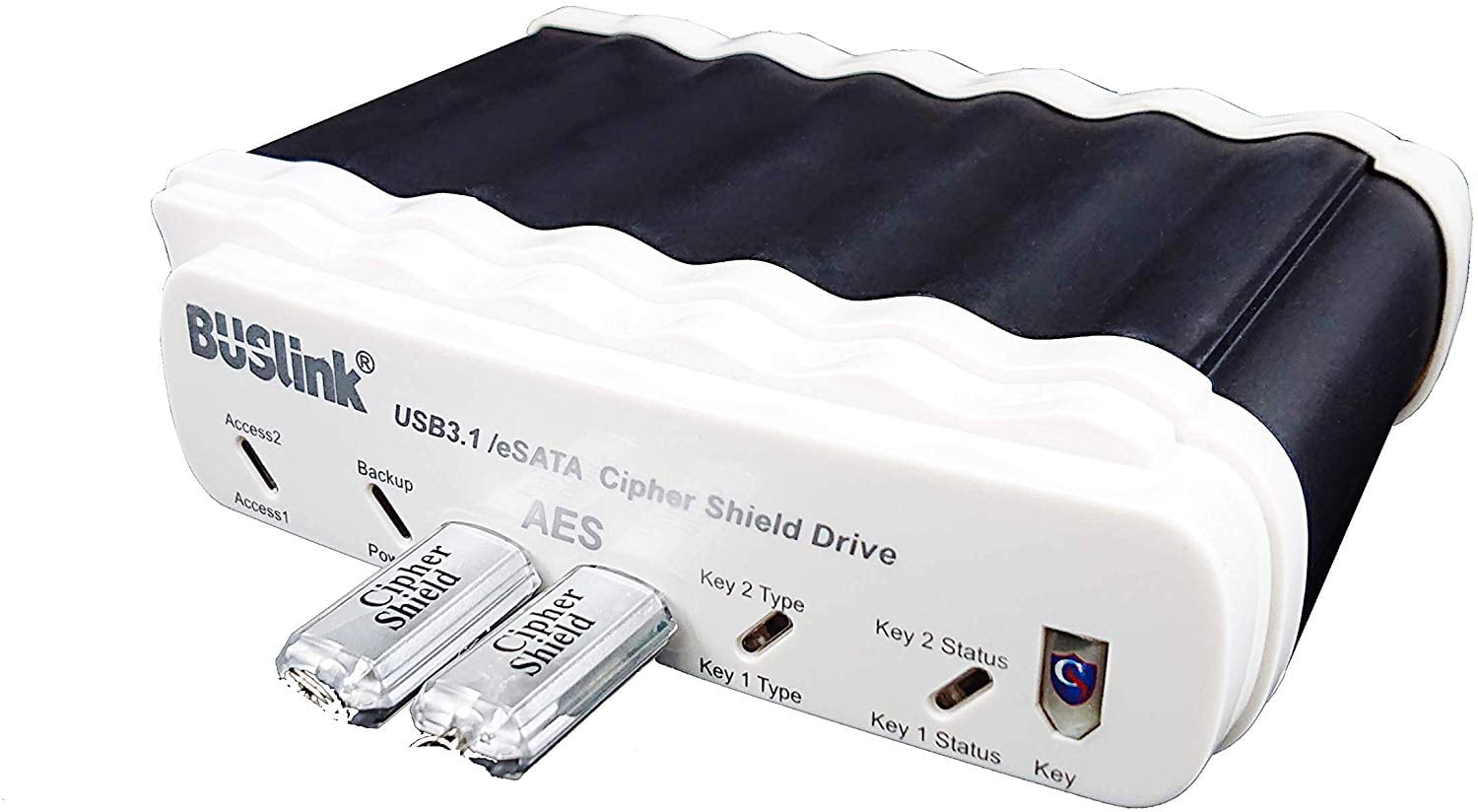CipherShield USB-Powered USB 3.1 Gen 2/eSATA FIPS 140-2 Level 2 HIPAA 256-bit AES Hardware Encrypted Portable SSD Drive (4TB) CipherShield Dual Keys USB-Powered USB 3.1 Gen 2⁄eSATA FIPS 140-2