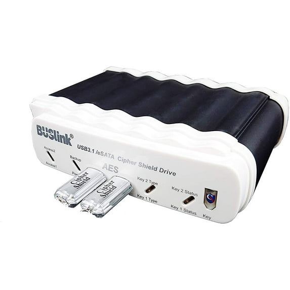 CipherShield Type-C Dual Keys USB-Powered USB 3.1 Gen 2/eSATA FIPS 140-2 Level 2 HIPAA 512-bit AES Hardware Encrypted Portable SSD Drive (1TB)