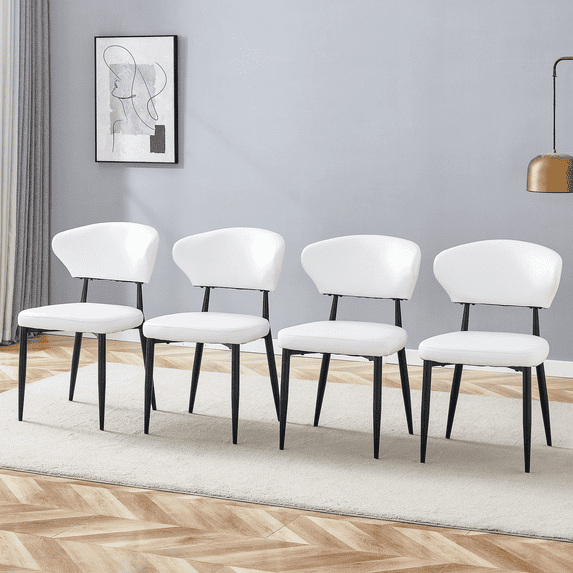 Ciphrias 31.5 Inch White PU Dining Chairs Set of 4 for Dining Room