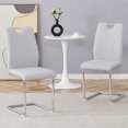thumbnail image 1 of Ciphrias 37.4 Inch Grey Faux Leather Dining Chairs Set of 2 for Dining Room, 1 of 6