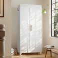 thumbnail image 1 of Ciphrias 71 Inch White Metal Wardrobe with 2 Doors and Adjustable Shelves, 1 of 9