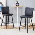 thumbnail image 1 of Ciphrias Bar Stools Set of 2, Black PU Leather Upholstered Counter Height Chairs with Backrest Footrest Metal Legs for Kitchen Island Bar, 1 of 8