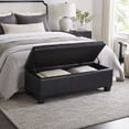 thumbnail image 1 of Ciphrias Storage Ottoman Bench Black Wood Legs 41.5 Inch For Bedroom, 1 of 8
