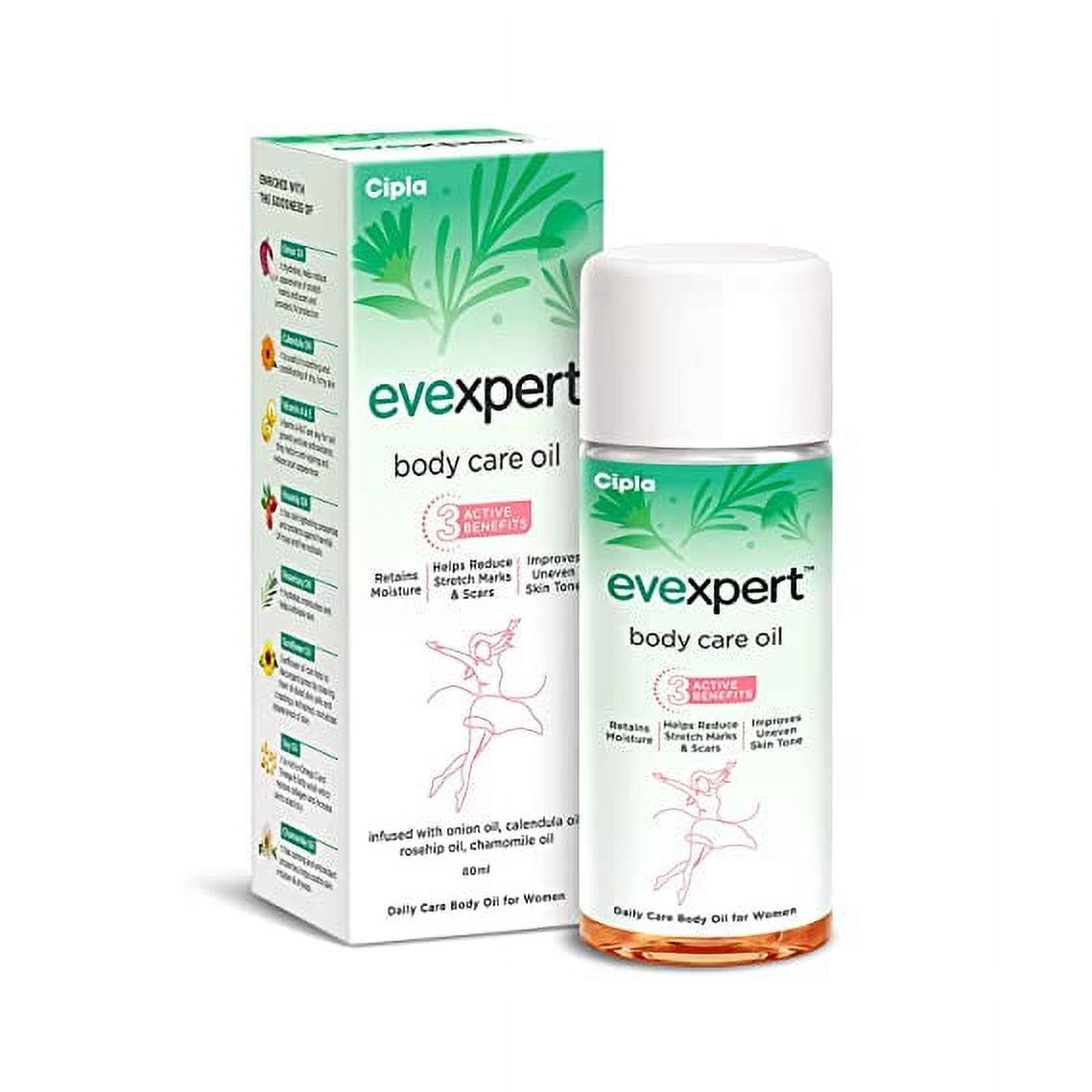 Cipla Evexpert Body Care Oil 80ml Retains Moisture, Helps Reduce