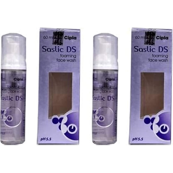 Cipla Saslic Ds Foaming Face Wash 60 ml (Pack of 2), from Life Line Medicos