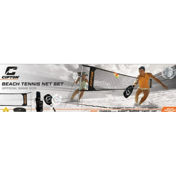 Cipton Beach Tennis Game Set  Regulation Net, Rackets, Balls & Portable Storage Bag