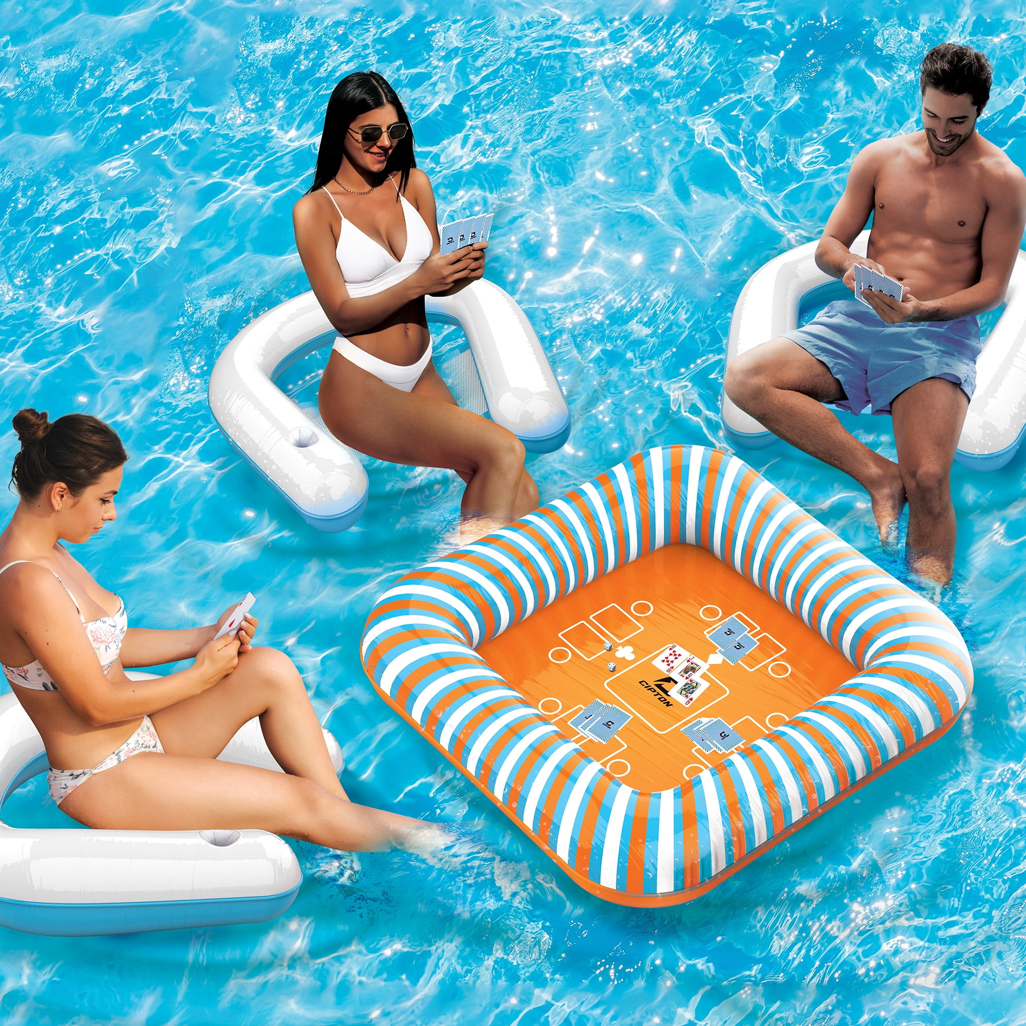 Floating table and chairs for pool deals