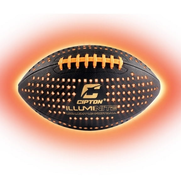 Cipton LED Light Up Football, Composite, Glow in the Dark, Official Size, Glow in the Dark for Night Play, Black