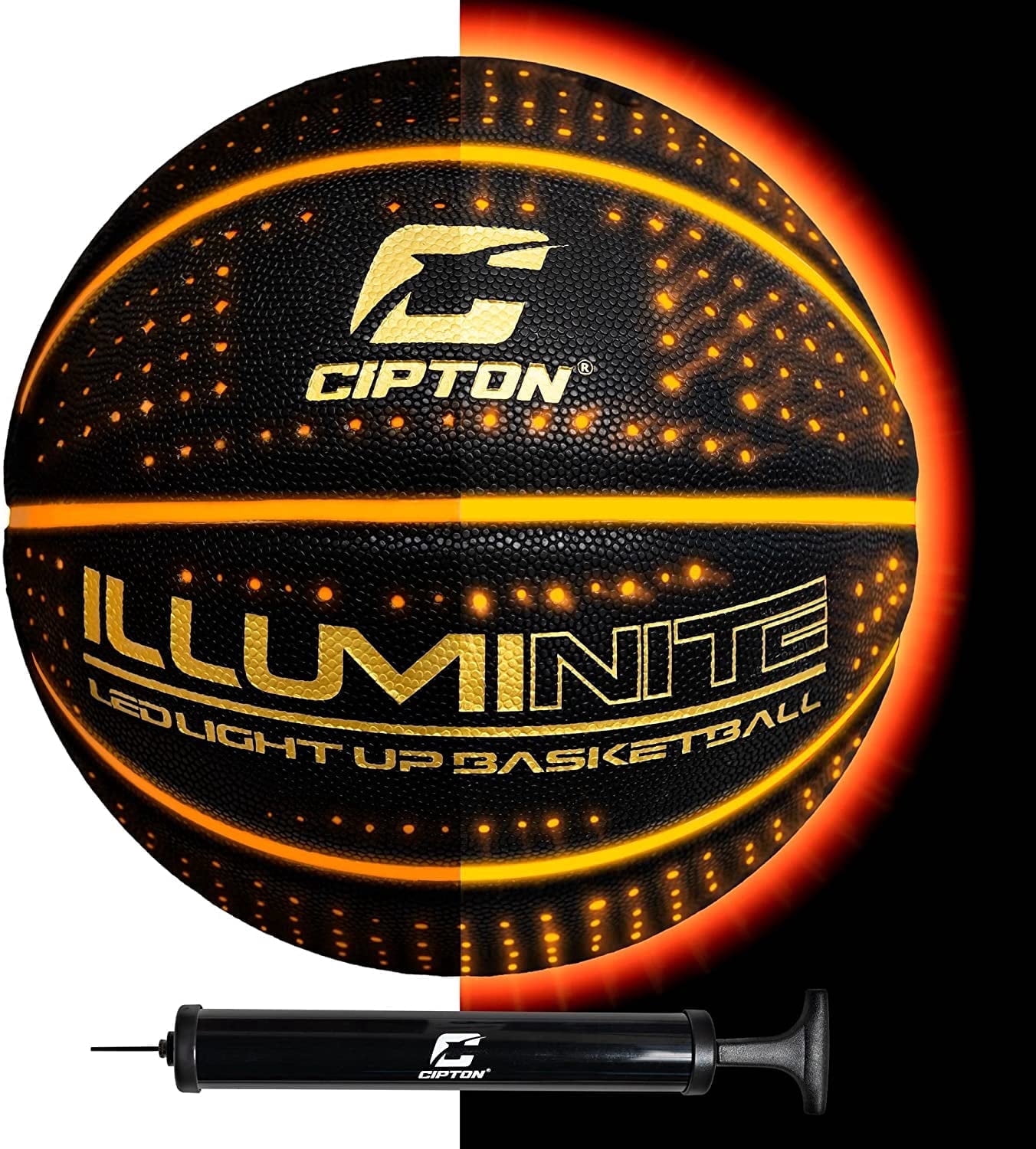 Cipton Light up Official Size Leather 29.5 inch Basketball Pump Included