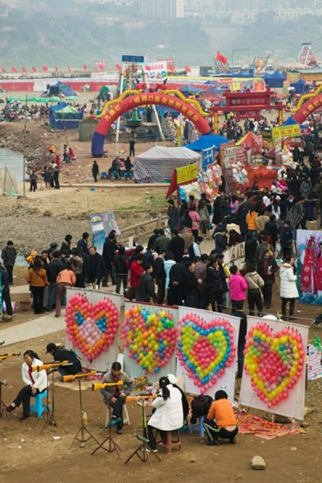 Ciqikou carnival by the Jialing River during Chinese New Year Ciqikou Chongqing China Canvas Art - Panoramic Images (24 x 36)