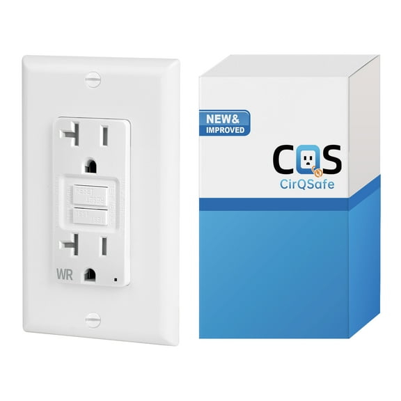 CirQSafe GPG11-20-WTR-W 20A GFCI Outlet, Weather-Resistant, Self-Test, Tamper-Resistant, LED Indicator, White