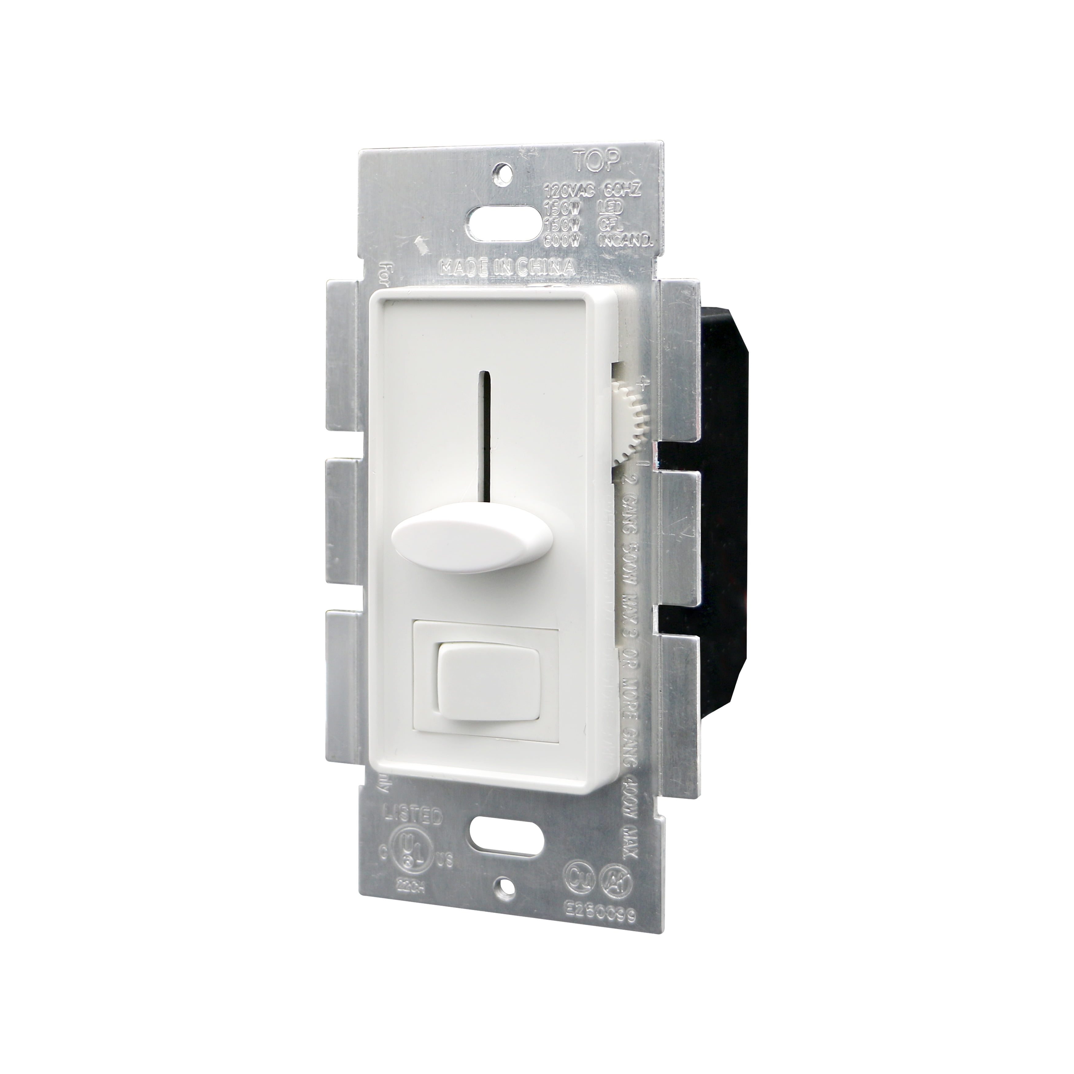 CirQSafe LUXDM600-02-3 Slide Dimmer Switch, 120V/600W, Single-Pole, UL & CUL Certified for LED, CFL, Incandescent & Halogen Bulbs