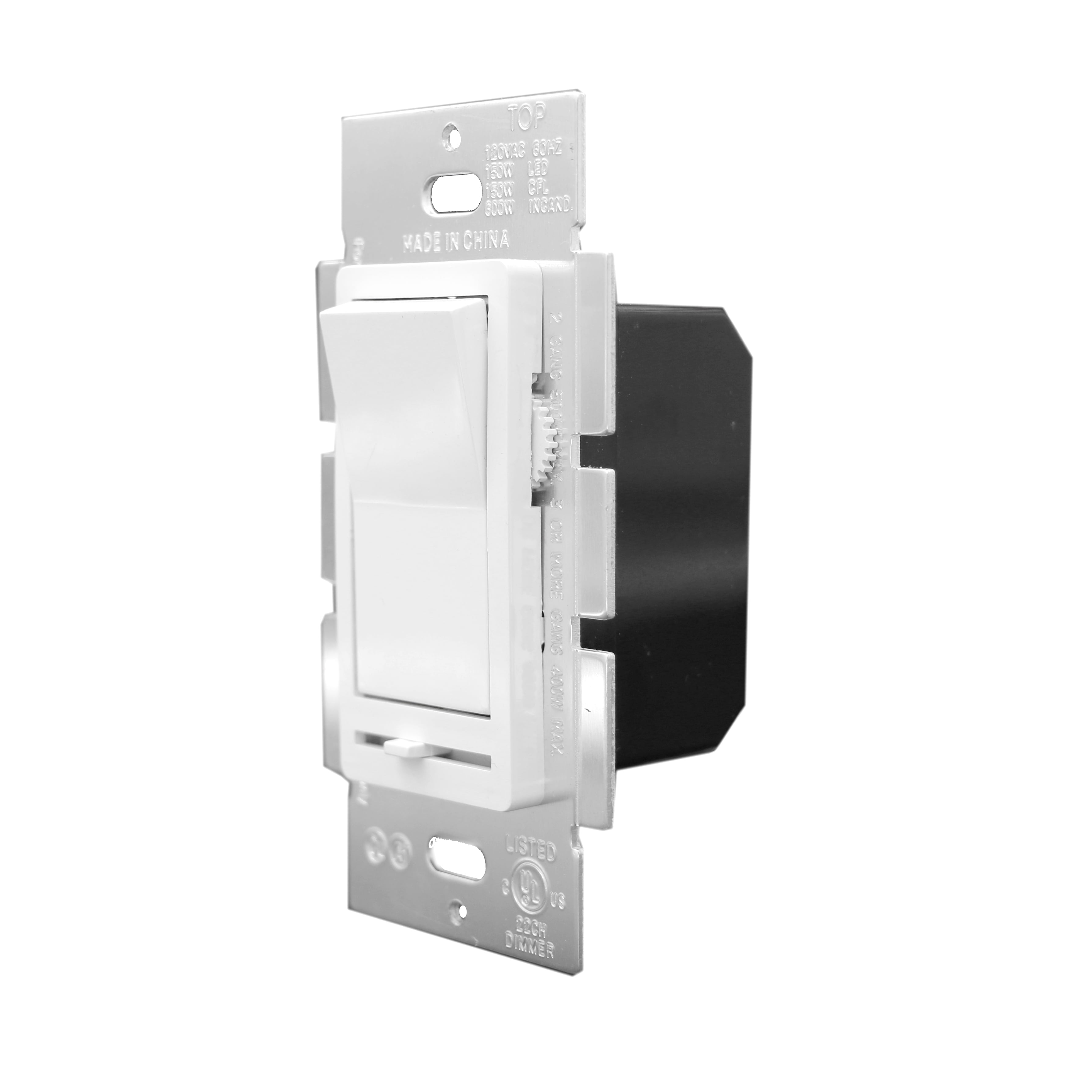 CirQSafe LUXDM600-12-3, 600W White 2 Gang 500 Max 22CH Dimmer Light Dimmer Switch