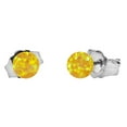 thumbnail image 1 of Cira: 4mm Citrine Yellow Synthetic Opal Ball Stud Post Earrings 14K White Gold, 1 of 3