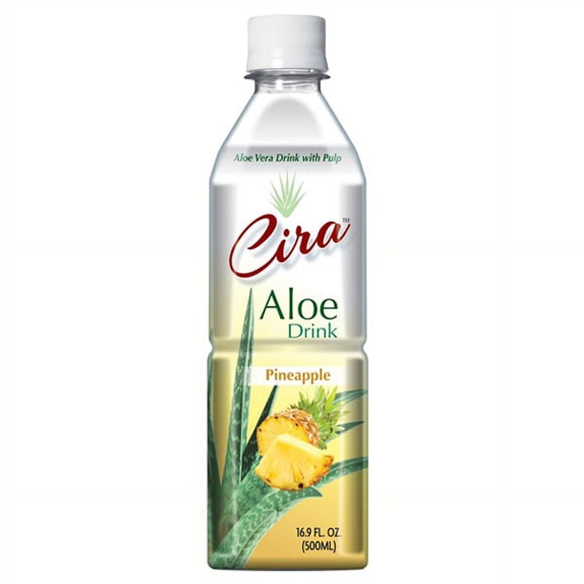 Cira Pineapple Aloe Vera Drink with Pulp 16.9 oz Plastic Bottles Pack of 12