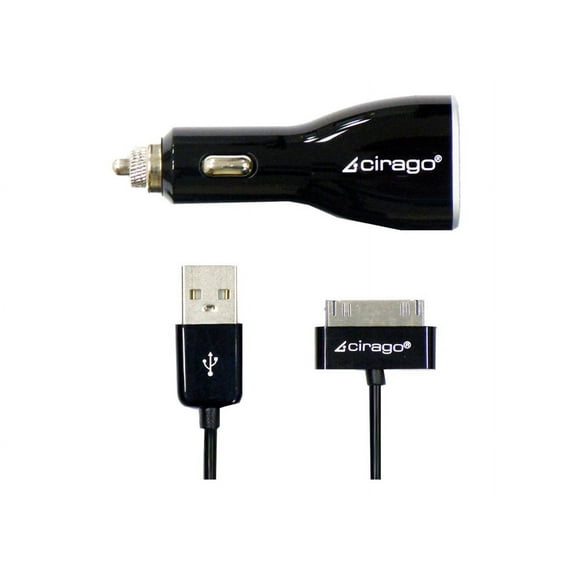 Cirago IPA3510 - Car power adapter - 2.1 A - 2 output connectors (USB) - black - for iPhone/iPod