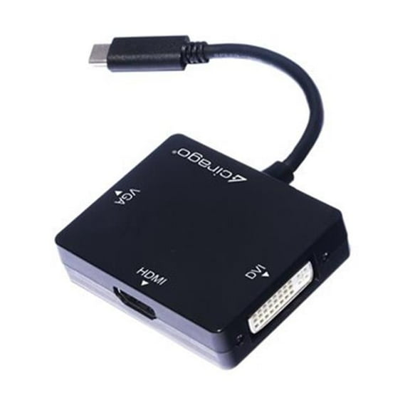 Cirago International USBC2HDMDVIVGA USB-C to HDMI & DVI & VGA Display Adapter, Black