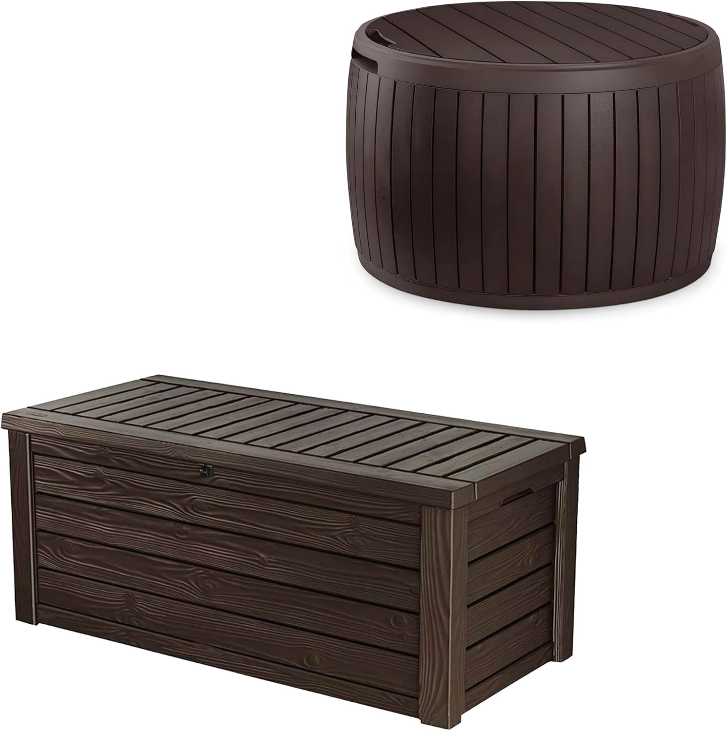 Circa 37 Gal Round Patio Box Storage Table, Seating Bundled with ...