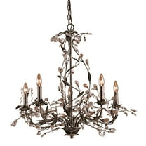 Circeo 5-Light Chandelier in Deep Rust with Crystal