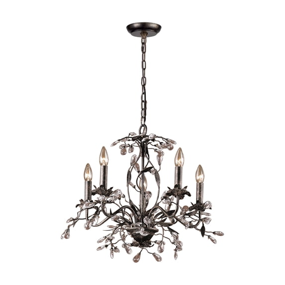 Circeo 5-Light Chandelier in Deep Rust with Crystal
