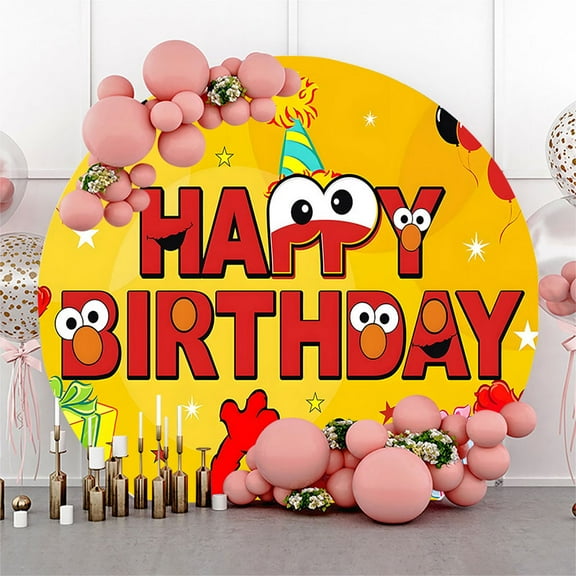 Circle 7.2ft Red Doll Cookie Theme Birthday Backdrop Childrens Party Photo Banner Photography Decoration