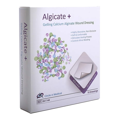 Circle-A-Medical Algicate + Gelling Calcium Alginate Wound Dressing Sterile 4"x 4", 10 Pack