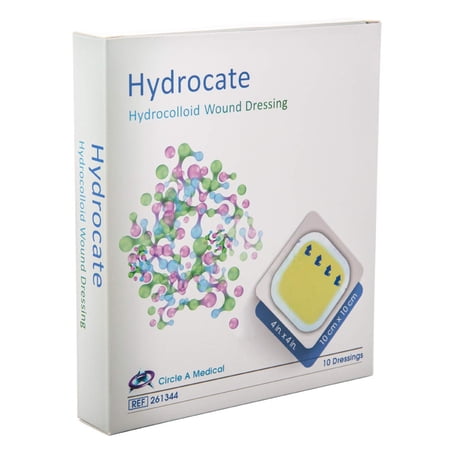 Circle-A-Medical Hydrocate Hydrocolloid Wound Dressing Sterile, 4” x 4” 10 Pack